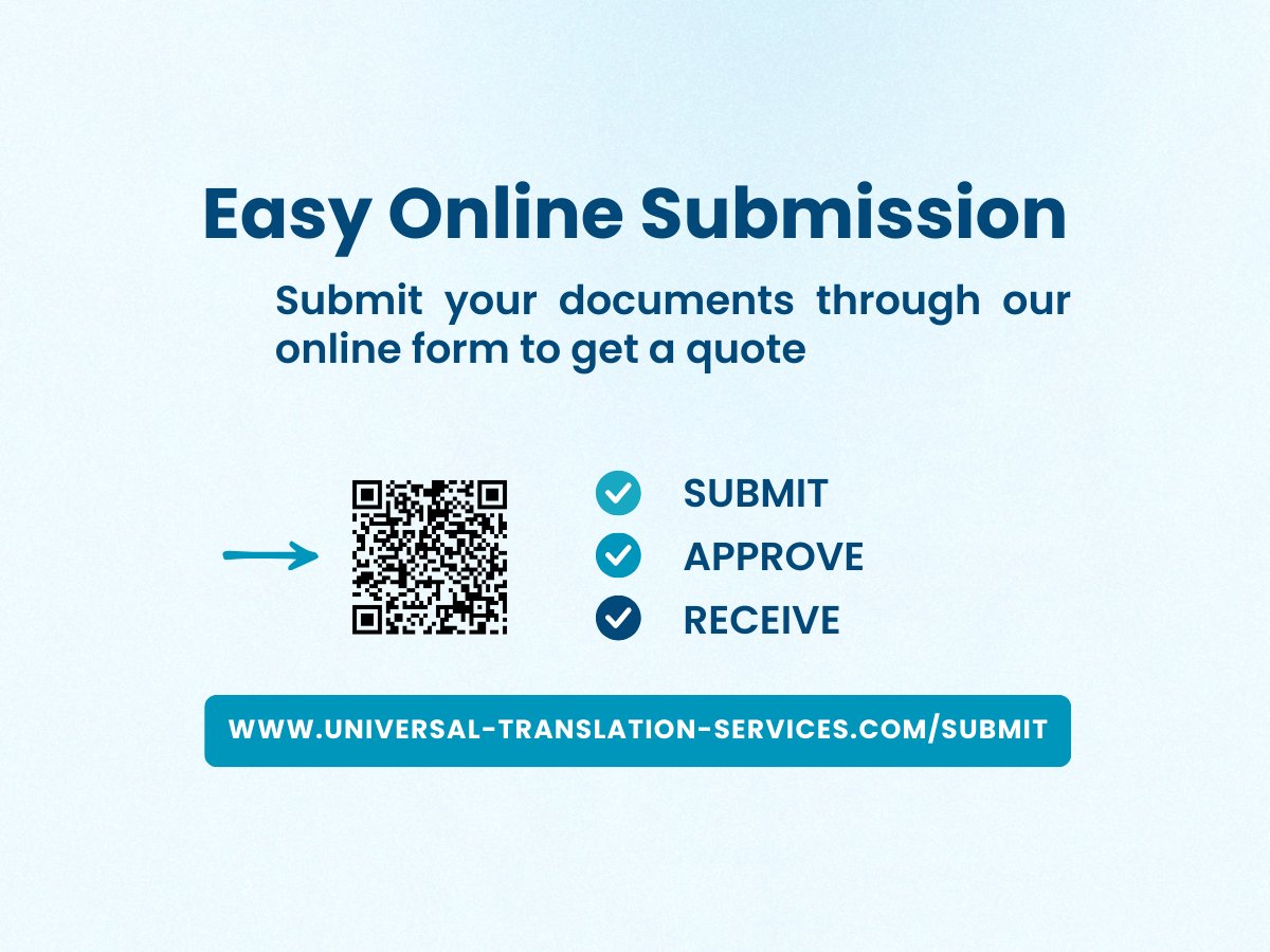 UnivTranslation's tweet photo. Getting a certified translation doesn’t have to be complicated.
Submit your documents online, review your quote, and receive your translation—quick and hassle-free.

Go to https://t.co/SGE2yTKlEP to get started today. https://t.co/lM4C1t0T3k
