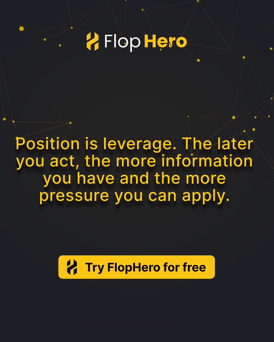 Flophero_GTO's tweet photo. Position is leverage. The later you act, the more information you have and the more pressure you can apply.

Learn to use position correctly with FlopHero. Link in bio.

#FlopHero #PokerStrategy #PLO #GTO #PokerTips #PotLimitOmaha #PokerStudy #PokerPro #PokerMindset https://t.co/7d8e6ktsNk