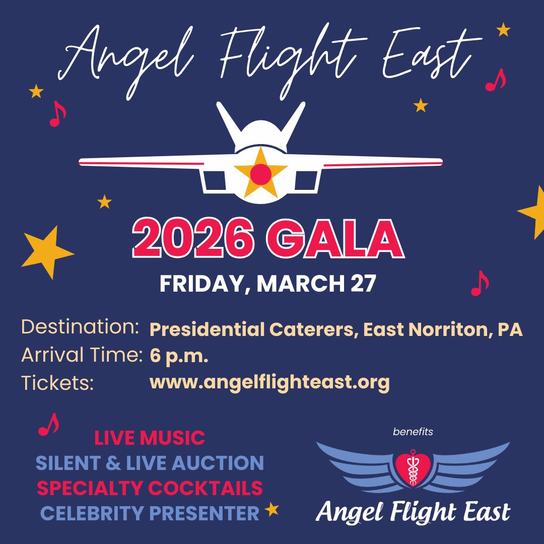 Join us on March 27 for the 2026 Gala! Your ticket supports free air transportation for patients in need. 🎟️ Get yours now: AngelFlightEast.org We can't wait to celebrate with you!