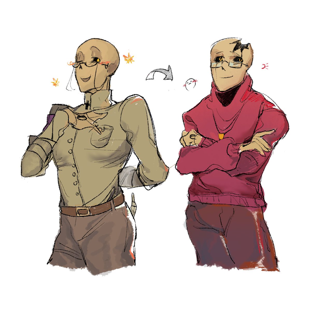 我画了这两张---有点不太好意思发出来嘿嘿 ヽ(*ﾟｰﾟ*)ﾉ #gaster #undertaleAU