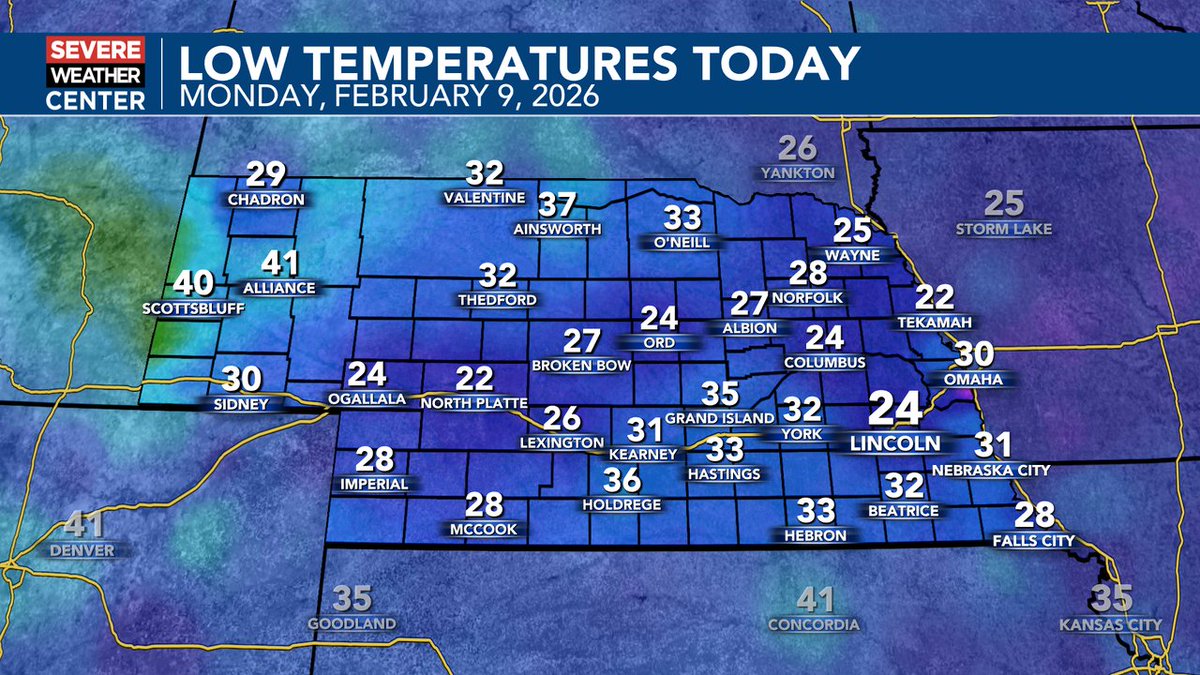 Good morning! Here's a look at your morning lows today! #NEwx
