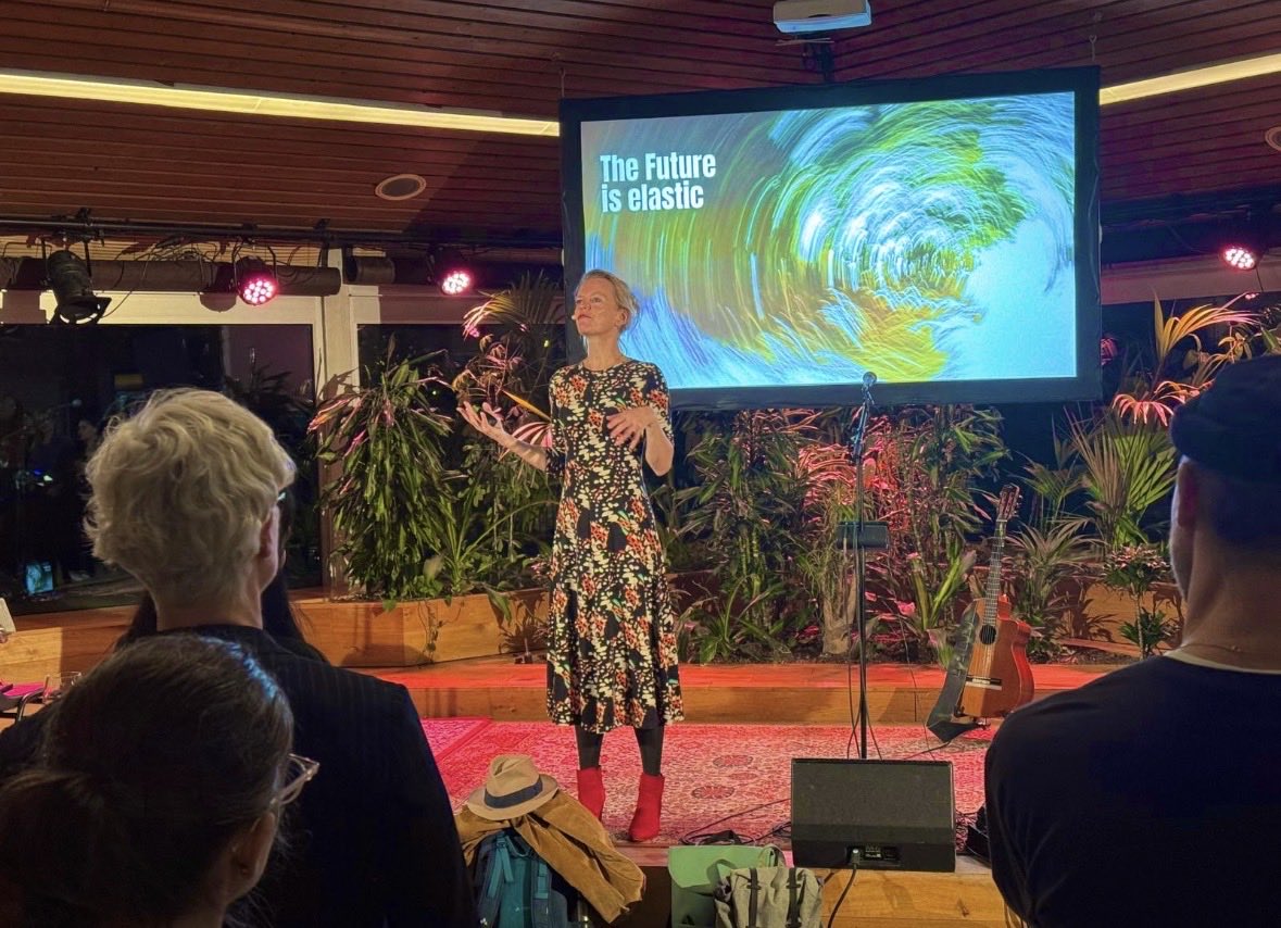 MillennialUnite's tweet photo. At the Futures &amp; Sustainability in a decade of cascading crises. The event bridged foresight and sustainability. Indi Johar @DarkMattersLab addressed that with the growing resilience gap in a volatile world, we need to rethink what it is to be human. 🕊️🌎🌿 #systemsthinking https://t.co/fbG2Avvg8O