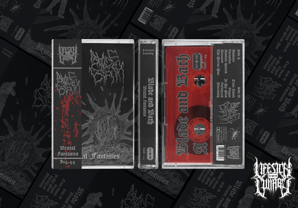 Only FOUR copies left of the Special VIP Edition Cassette of Blade and Bath's new record, Brutal Fantasies. Extremely Limited!

All VIP members get 10% off all of their purchases, plus access to special versions of every cassette release!

Check it out: lifesicklullaby.bandcamp.com/merch