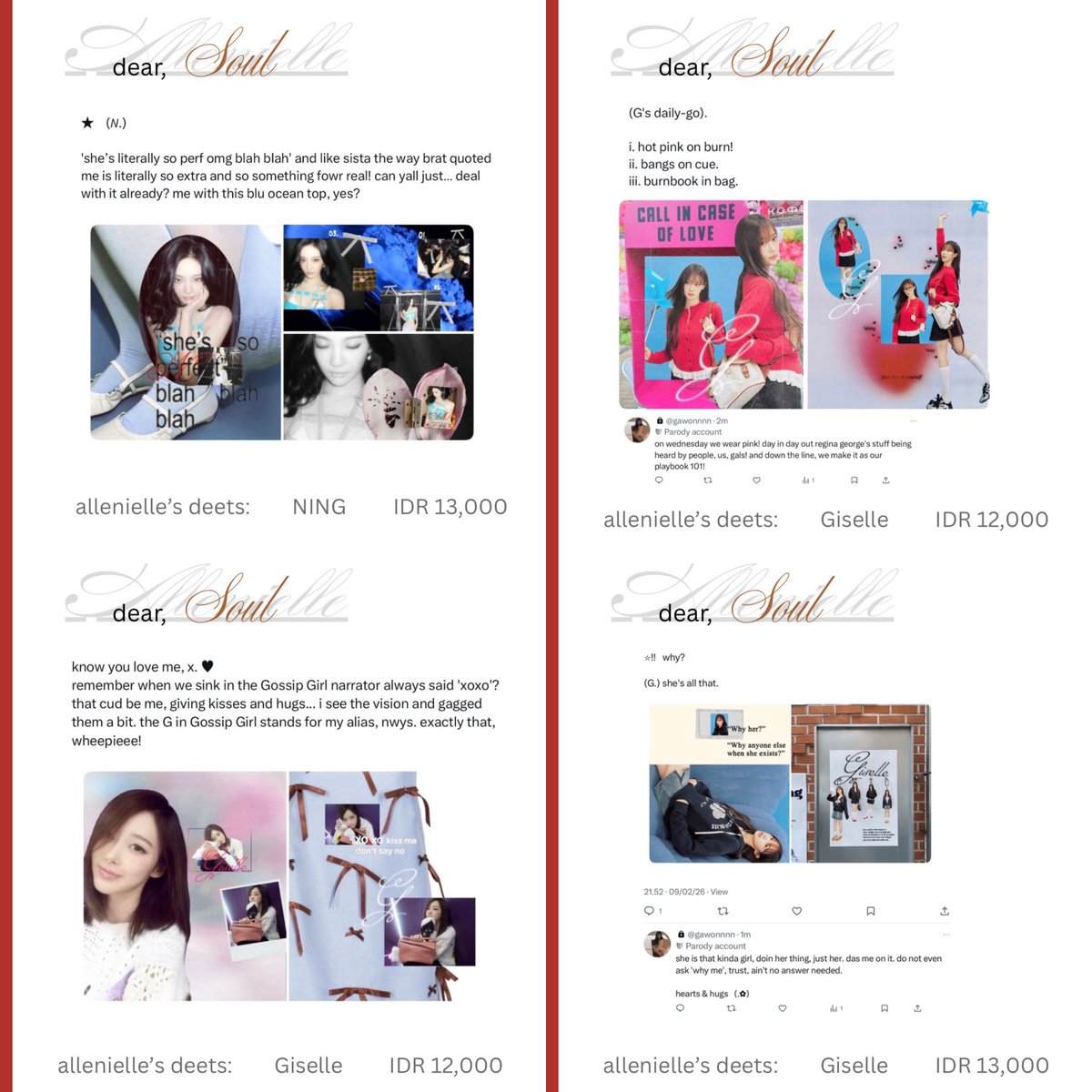 Soilenielle's tweet image. Title: Ms. Giselle nd Ning♥︎ 

1 Upchar Giselle - Ning ready-stock 

♥︎: Giselle nd Ning (latest instagram updates) 
💰: on pics. 

Please help to repost, xx.

#zonauang  #zonajajan