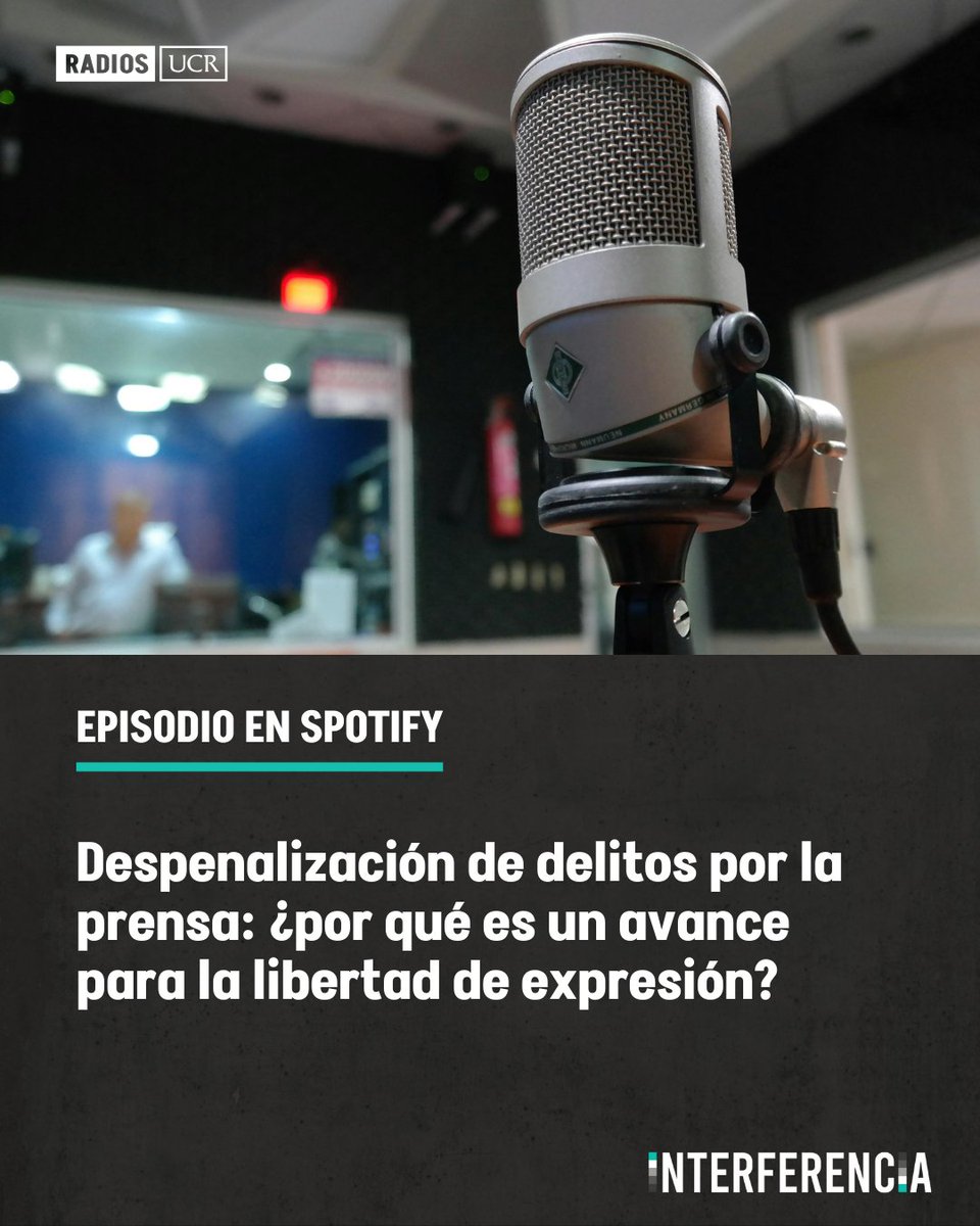 ¡Ya está disponible en Spotify🎧 nuestro programa del viernes!

Costa Rica eliminó las penas de prisión por delitos de prensa. ¿Por qué esto es un avance? ¿Qué vías establece la legislación para sancionar en esos casos? Lo analizamos en Interferencia.

🔗open.spotify.com/episode/49TGF4…