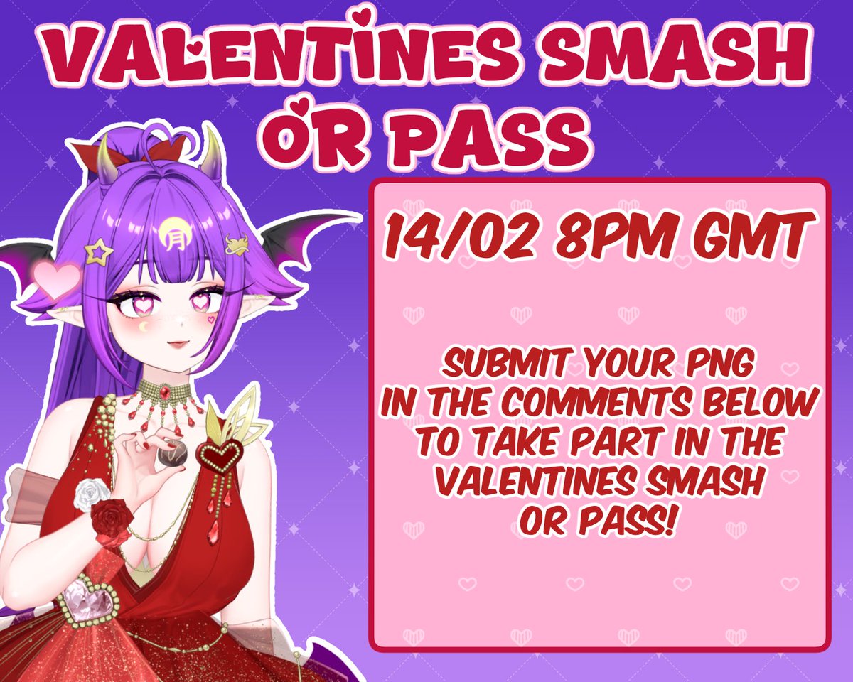 IT’S THAT TIME OF YEAR AGAIN!♥️

Time for the annual Valentine’s smash or pass!✨

Drop your PNGs below and I will place you on my tierlist on Valentine’s Day!♥️