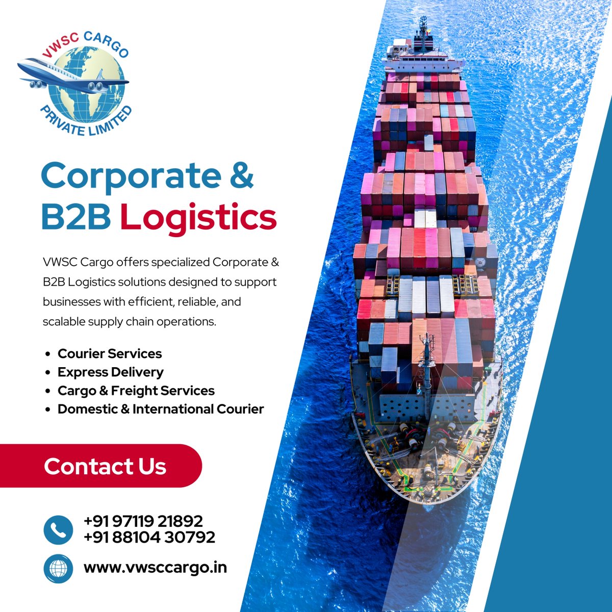 VWSC211454's tweet photo. Elevate Your Supply Chain with Scalable B2B Solutions.

📞 +91 97119 21892 | +91 88104 30792
🌐 https://t.co/Zj6mY1kp7Q

#LogisticsSolutions #B2BLogistics #SupplyChainManagement #FreightForwarding #CorporateLogistics #InternationalCourier #VWSCCargo #ShippingAndLogistics https://t.co/piOEdRddcd