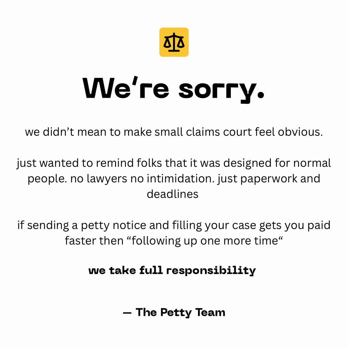 We are sincerely sorry 😭