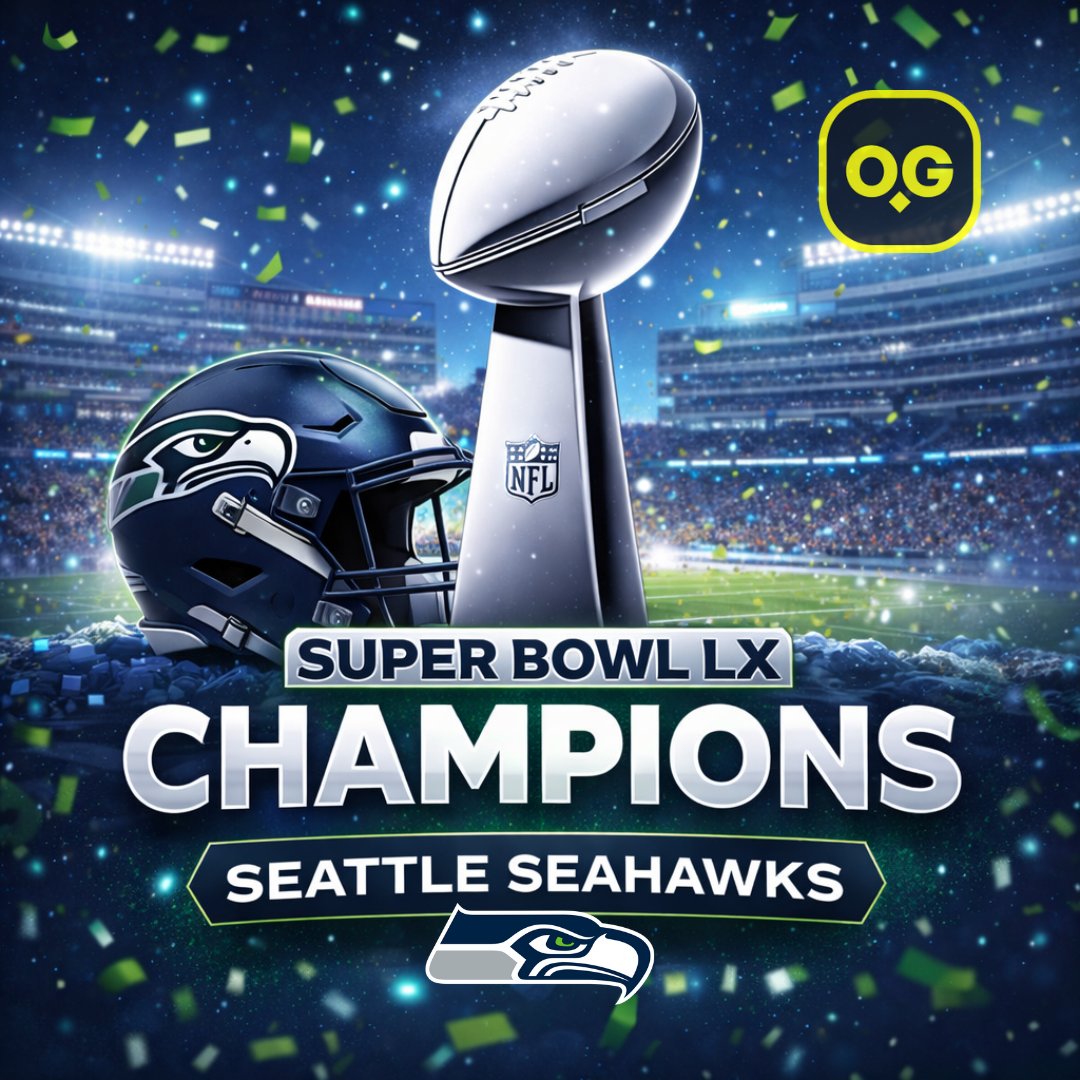 TheOwlGame's tweet photo. The Seattle Seahawks secured a powerful 29-13 win over the New England Patriots in Super Bowl LX at Levi’s Stadium, capturing their second Lombardi Trophy with a performance defined by defense and key plays. Seattle’s “Dark Side” unit overwhelmed the Patriots early, forcing turnovers and keeping New England off the scoreboard for much of the game, while Kenneth Walker III rushed for over 130 yards and earned Super Bowl MVP honors.

Quarterback Sam Darnold managed the offense efficiently, and kicker Jason Myers set a Super Bowl record with five field goals, highlighting Seattle’s control in all phases. Celebrate the victory, relive the best moments, and join our Super Bowl giveaway now for a chance to win — don’t miss out!

👉 Bet the highlights and participate at https://t.co/6cUTqLRy2w
#SuperBowlLX #Seahawks #Patriots #NFL #Champion #Giveaway #SportsBetting #OwlGames
