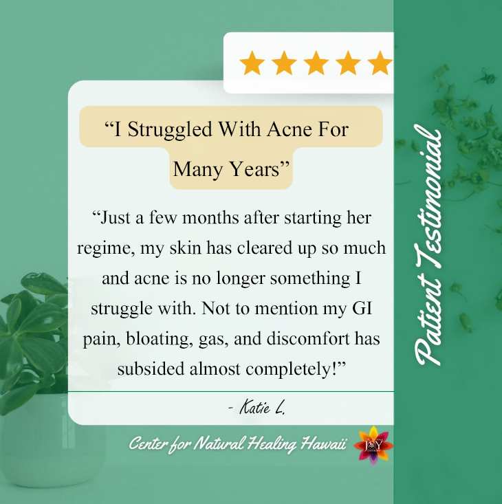 healinghawaii's tweet image. “Just a few months after starting her regime, my skin has cleared up so much and acne is no longer something I struggle with. Not to mention my GI pain, bloating, gas and discomfort has subsided almost completely!”

#naturopathy #acne #bloating