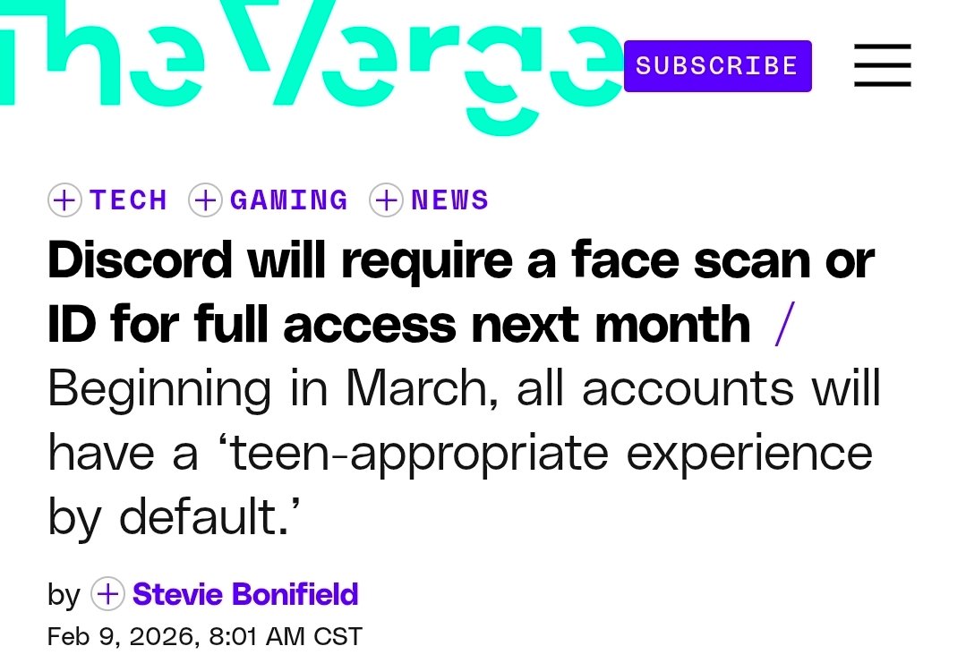 ChibiReviews's tweet image. &amp;gt;Discord will now age-restrict multiple features for users starting next month

&amp;gt;You have to face scan / Digital ID to have all features on your account

"Discord announced on Monday that it’s rolling out age verification on its platform globally starting next month, when it will…