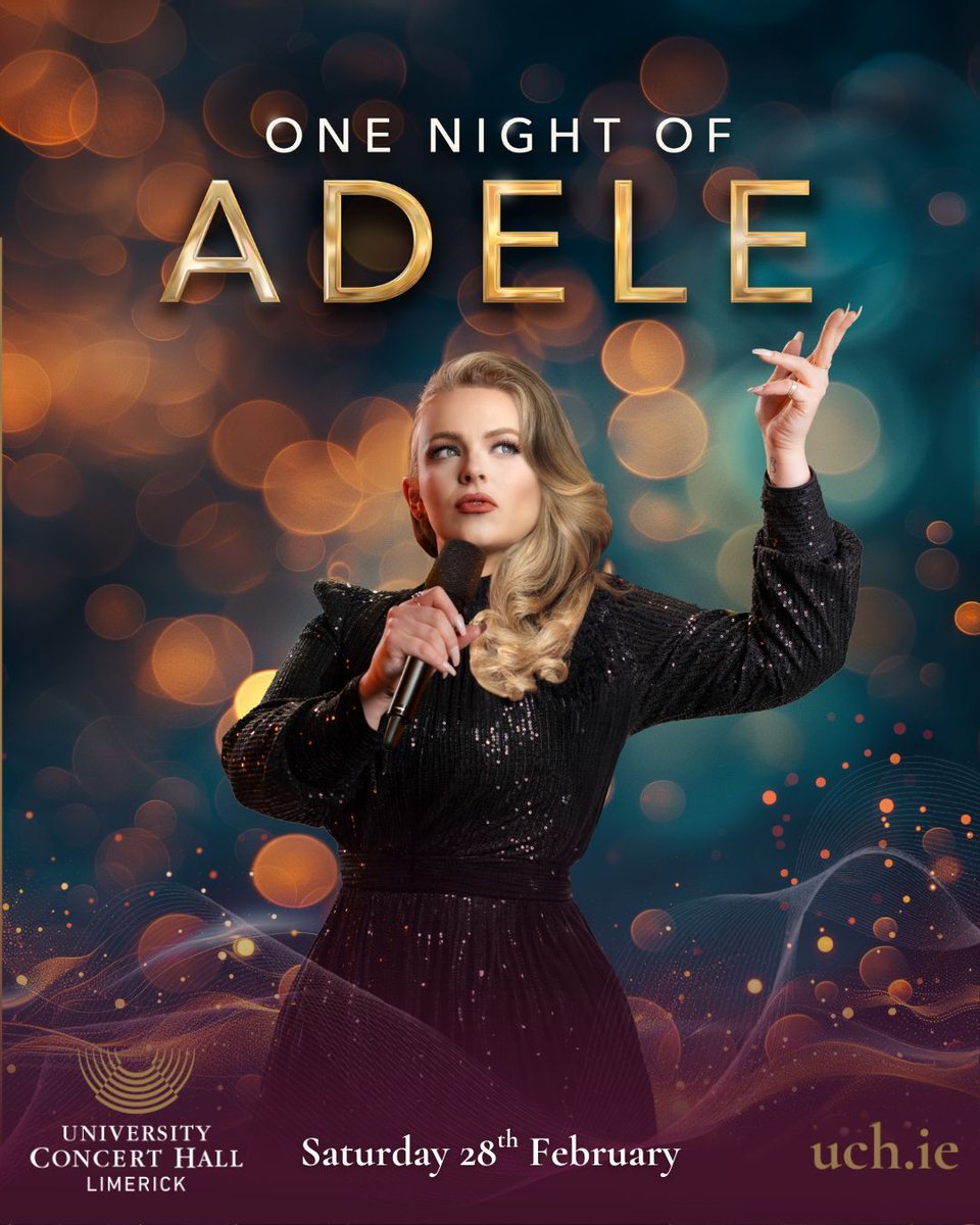 UCHLimerick's tweet image. Adele fans, this one’s for you 🎤✨
One Night of Adele hits the stage Feb 28 with all the classics + powerhouse vocals from Naomi Johnson.

Hello. Rolling in the Deep. Someone Like You. All live.

🎟️ Tickets on sale now → link in bio

#AdeleTribute #LiveMusic #IrelandEvents
