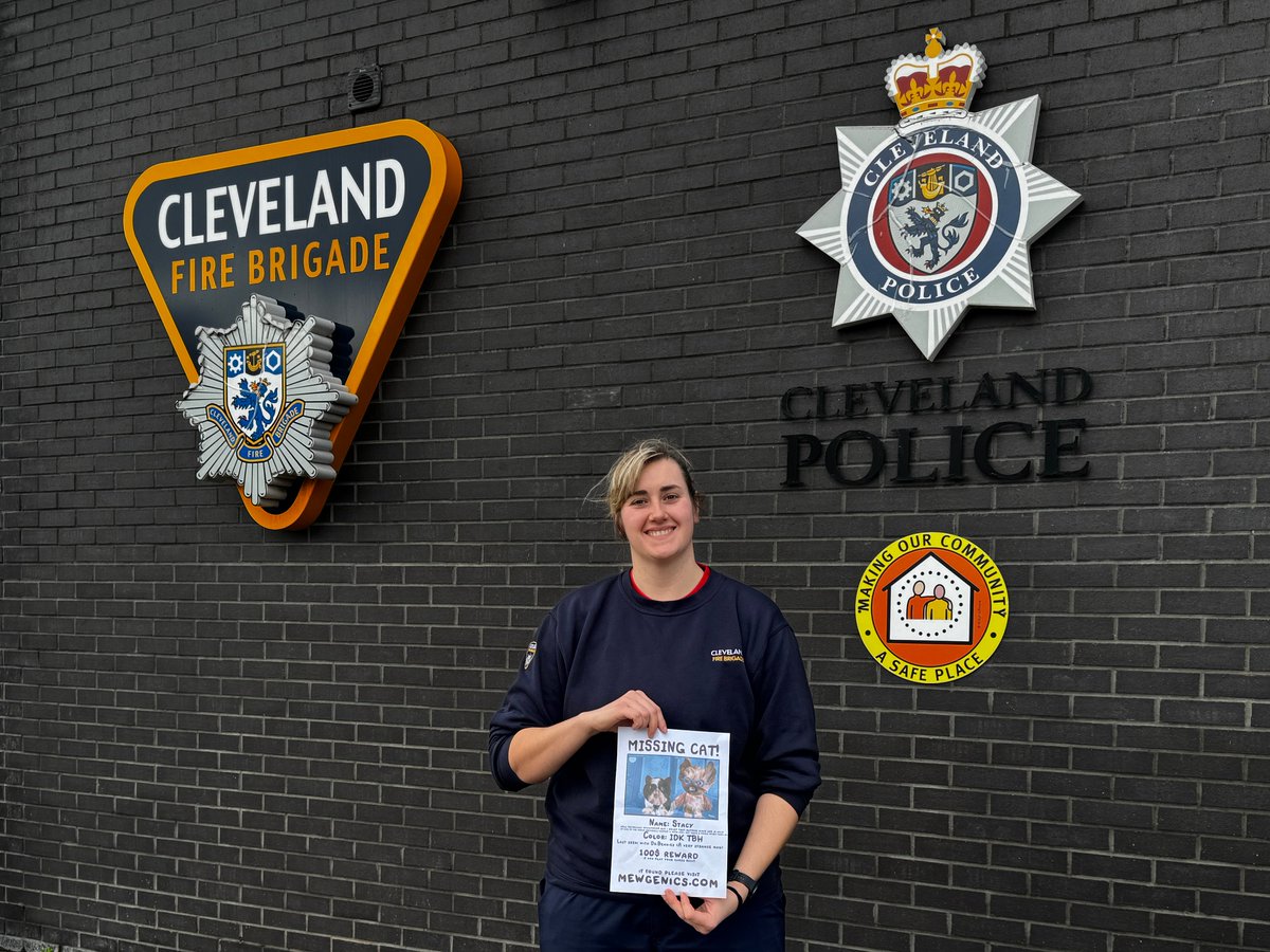 HoboDinosaur's tweet photo. Me and my posters went on a walk around my town. Around 40-50 photos were taken... I even had quite a few older ladies ask me if I truly had a missing cat.

Also, where better to go than the local Fire Brigade to report a missing cat too! @edmundmcmillen @TylerGlaiel https://t.co/rvlVXMYow7