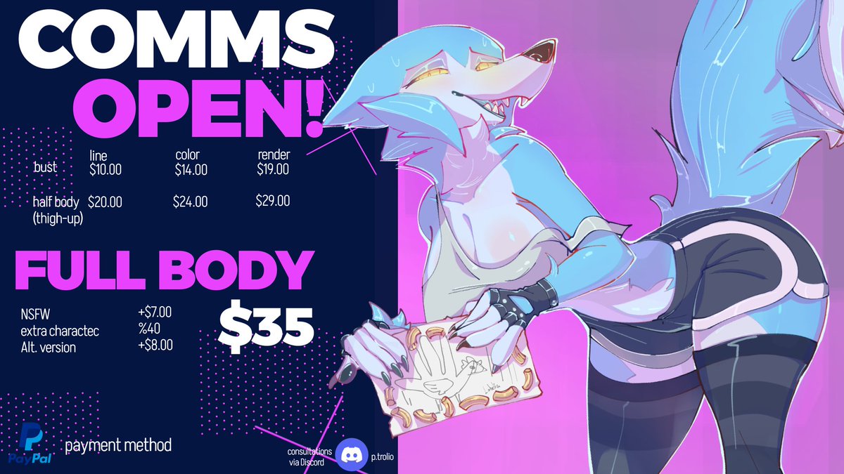 Hi! If you're interested in a commission, you can message me on Discord, or if you have any questions or concerns.
I would really appreciate it!