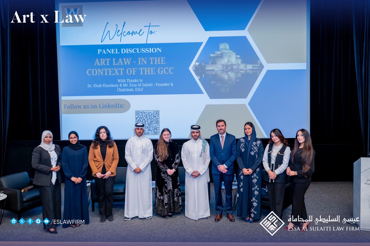 Art × Law حيث يلتقي الإبداع بالقانون
جمع Art × Law نخبة من المختصين في الفن والقانون من جلسة حوارية صباحية في  متحف الفن الاسلامي بالدوحة إلى أمسية تواصل راقية، في أجواء تفاعلية هدفت إلى تعزيز التواصل وتبادل الخبرات وبناء علاقات مهنية فاعلة بين مختلف التخصصات.
#ArtxLaw #ESLF