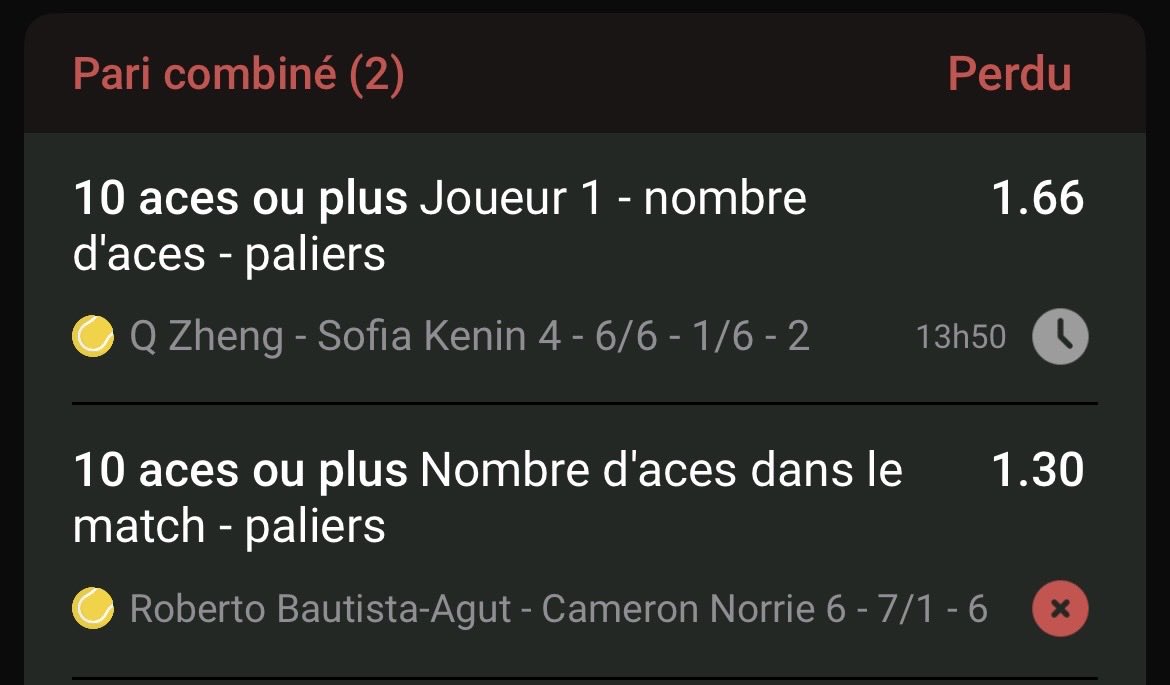TrapstarPlug13's tweet photo. Bonjour @UnibetFrance pouvez vous régulariser les aces sur le match de Norrie ? Il ya bien eu 10 aces dans le match https://t.co/Ji3YcF18QU