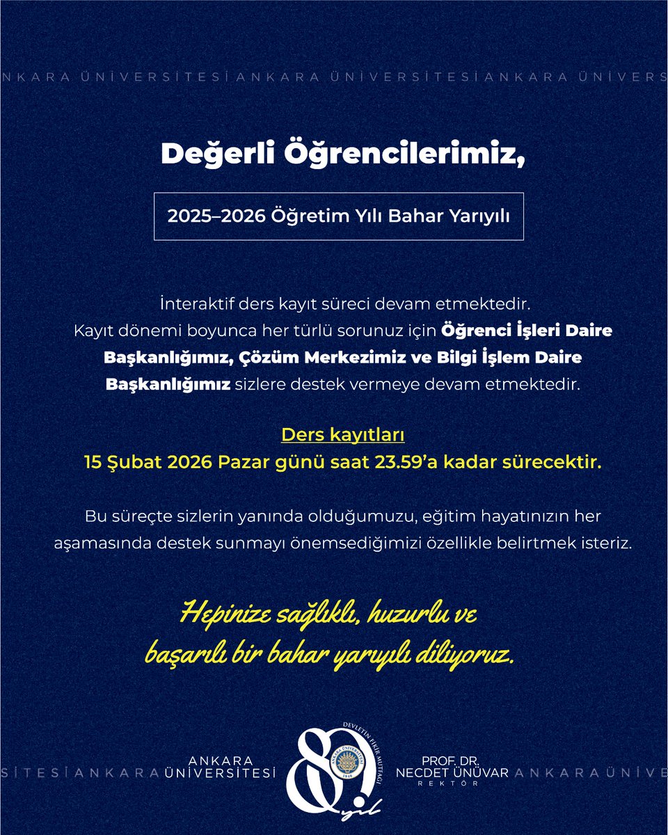 🔵 2025-2026 Öğretim Yılı Bahar Yarıyılı