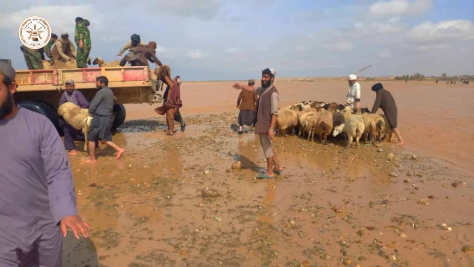 د ملي دفاع وزارت اړوند ٢١٥عزم قول اردو انجنیرۍ کنډک منسوبینو د تيرې شپې د سختو اورښتونو له امله د هلمند ولايت باباجي ولسوالۍ د لوی مانده په سيمه کې د سیلابونه راوتلو له امله لسګونه تنه بند هيوادوال او د دوی سلګونه څاروي وژغورل.