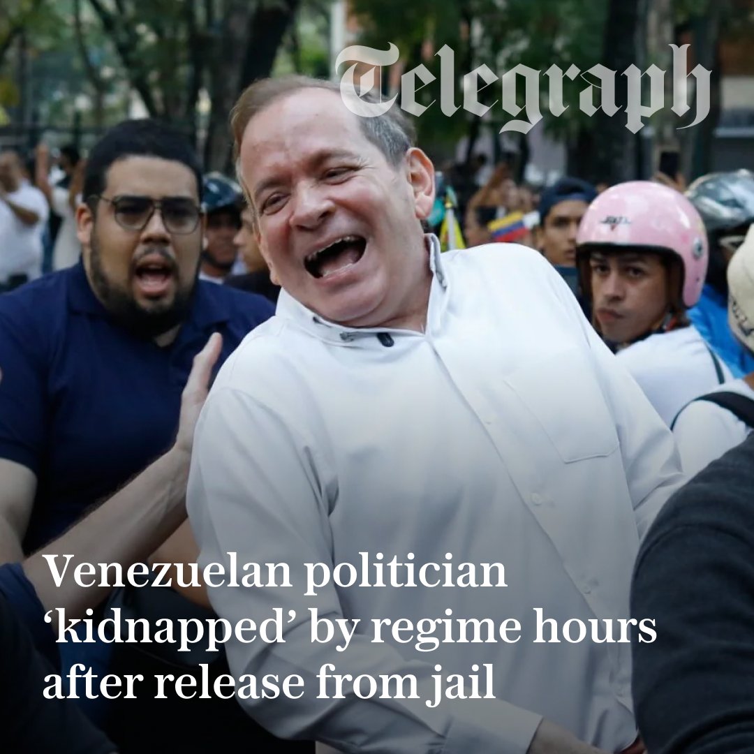 A Venezuelan opposition politician was “kidnapped” hours after being released from prison, his family and colleagues said

Read the full story 👇
telegraph.co.uk/world-news/202…