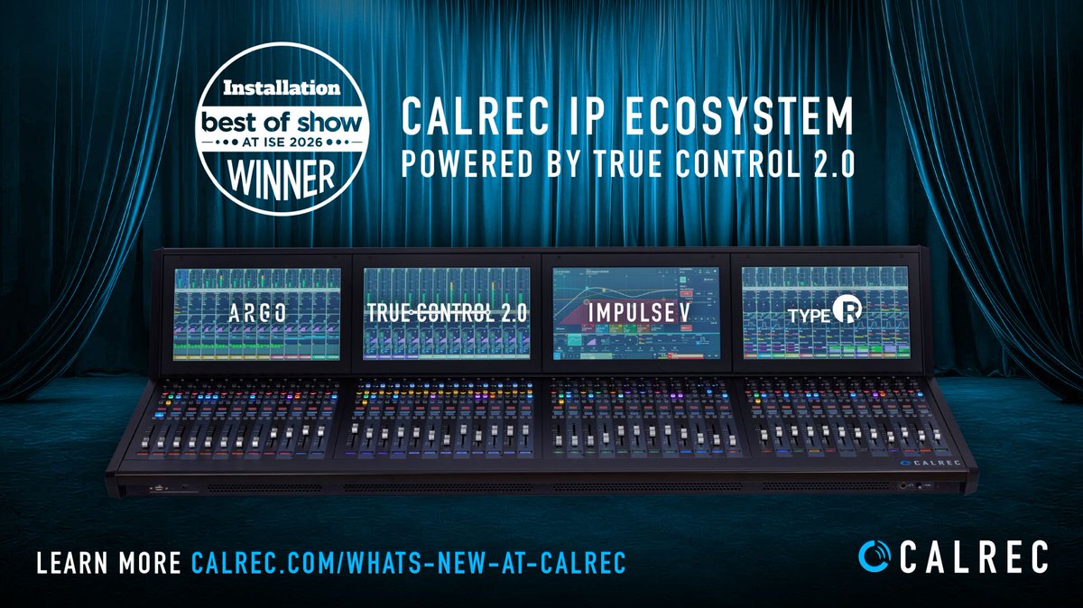 LeadingTechnolo's tweet image. @calrecaudio vince il Best of Show a ISE 2026 con il suo ecosistema IP basato su True Control 2.0, premiato per produzione distribuita, ibrida e remota nel broadcast audio.

🔗shorturl.at/Cw7P3

#Calrec #BroadcastAudio #ISE2026 #RemoteProduction #CalrecAudio