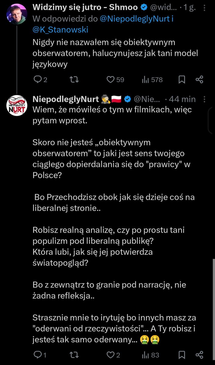 No i chuj Pogadane... 🤡🤡

Jak to mówią jeśli dyskusja sprowadza się do Metorycznej Dyskusji najlepiej olać temat iść dalej.. Bo taki Random (małe zasięgi) jak ja i tak nikt tego za bardzo nie zobaczymy 

<a href="/widzimysiejutro/">Widzimy się jutro - Shmoo</a>