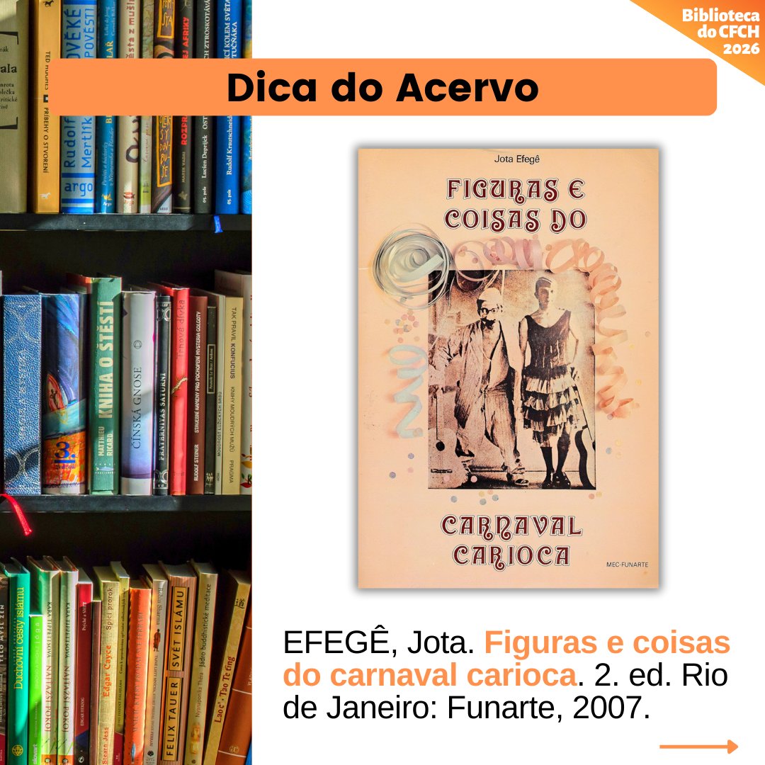 BibECOCFCH's tweet photo. 📖 Dica do Acervo da Biblioteca do CFCH:

EFEGÊ, Jota. Figuras e coisas do carnaval carioca. 2. ed. Rio de Janeiro: Funarte, 2007.

📚 Localização do livro na estante: 394.25 E27f 2007

📧 Dúvidas? Envie um e-mail: biblioteca@cfch.ufrj.br

#bibliotecadocfchufrj #bibcfchufrjlivros https://t.co/KQatW94jBQ
