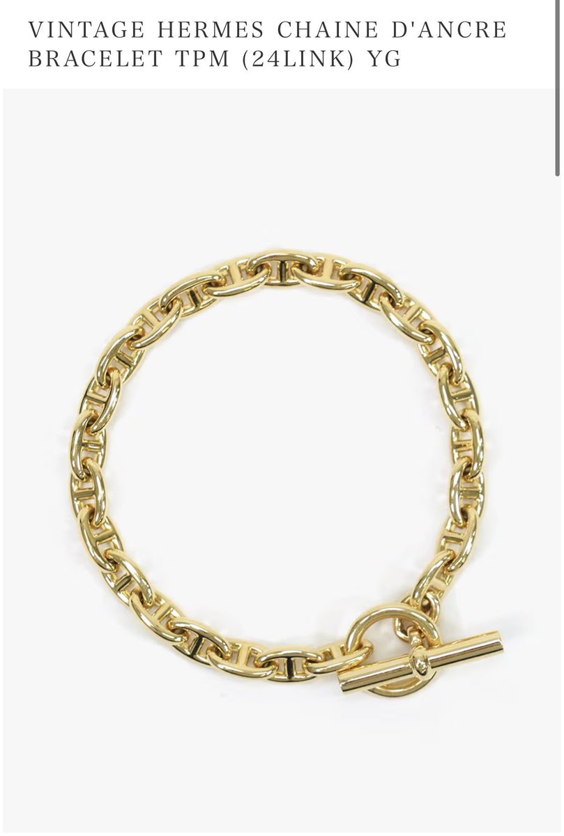 e2610314's tweet photo. VINTAGE HERMES CHAINE D'ANCRE BRACELET TPM (24LINK) YG

#Hermes https://t.co/rjyToBq2ZL