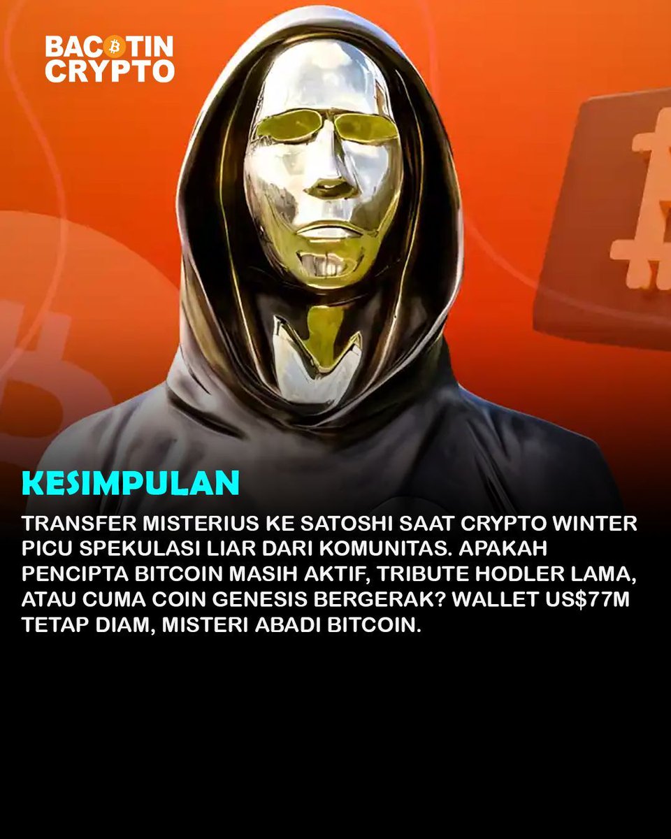 bacotincrypto's tweet image. 2,56 BTC (US$181K) dikirim ke WALLET SATOSHI! Terbesar 2026. Satoshi hidup? Tribute OG? Wallet US$77M misteri abadi! Timing bear market bikin konspirasi meledak

#SatoshiNakamoto #BTCTransfer #SatoshiWallet #BitcoinGenesis #CryptoMystery #OGBitcoiner #ArkhamIntel