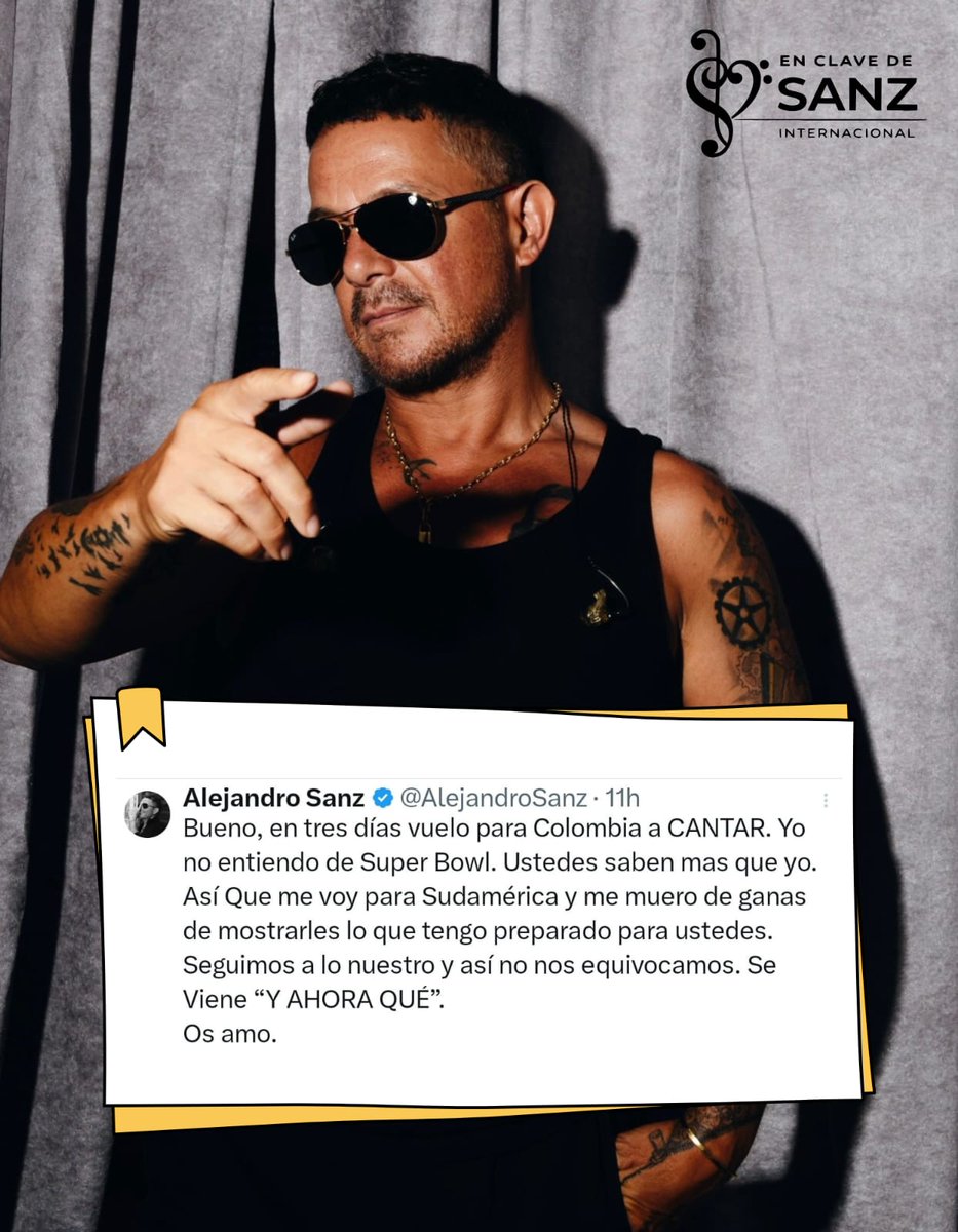 EnclavedesanzP's tweet photo. “Seguimos a lo nuestro y así no nos equivocamos…”
Ale lo dijo claro: se viene “Y AHORA QUÉ”, y nosotros contamos los días para vivirlo en casa 🙌

📍 Perú
🗓 25 y 26 de febrero
La gira Y Ahora Qué ya se siente más cerca…
más real
Más nuestra 
Perú te espera 🇵🇪✨

@AlejandroSanz https://t.co/COeId1klOf