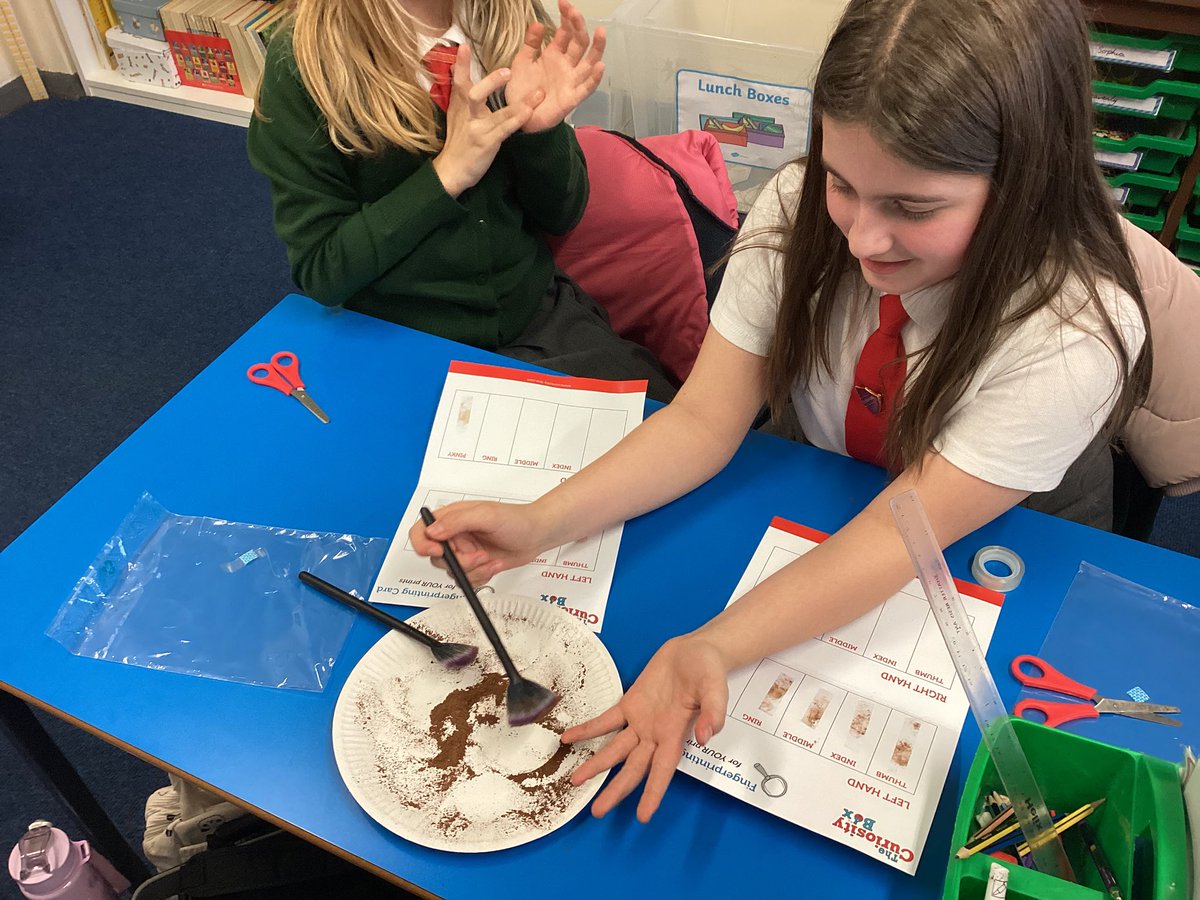 StMM_2021's tweet photo. Science club enjoyed exploring fingerprints and how they are unique. The children linked this learning to forensic science #exploring #unique #dustingforprints https://t.co/rWGZfd9vsD