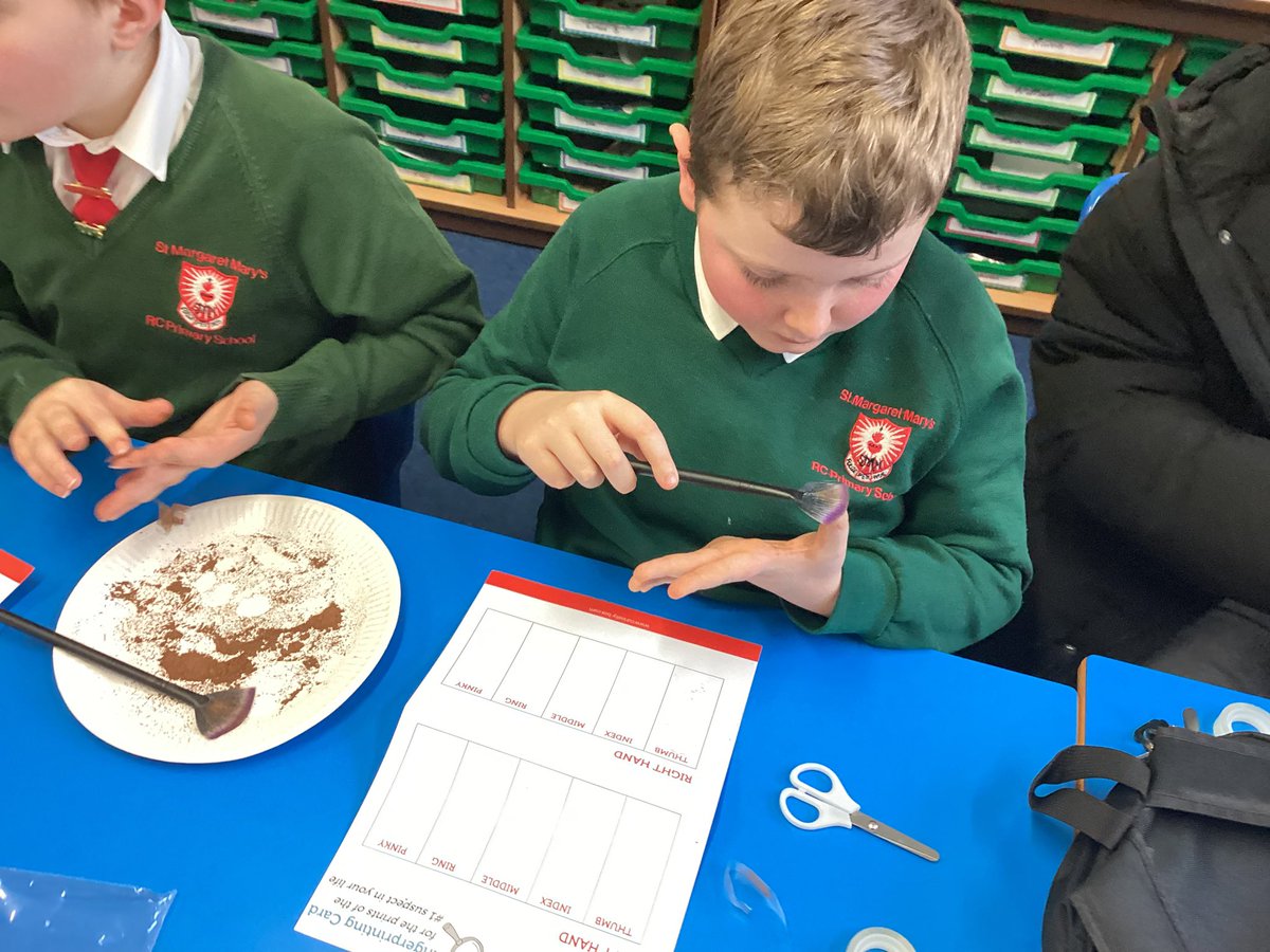 StMM_2021's tweet photo. Science club enjoyed exploring fingerprints and how they are unique. The children linked this learning to forensic science #exploring #unique #dustingforprints https://t.co/rWGZfd9vsD