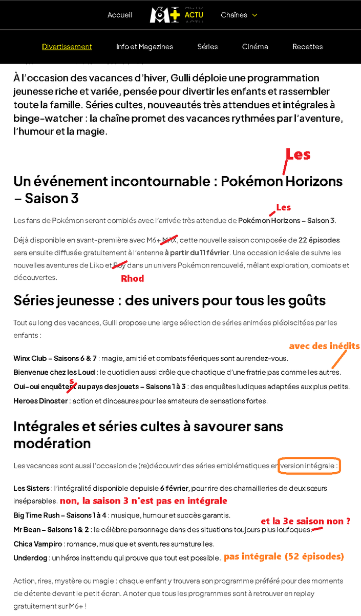 Un peu de sérieux <a href="/M6plusofficiel/">M6+</a> sur votre blog.

Je suppose que ce genre d'article, c'est la raison pour laquelle je ne reçois pas de newsletter Gulli malgré la case cochée sur l'appli Gulli.