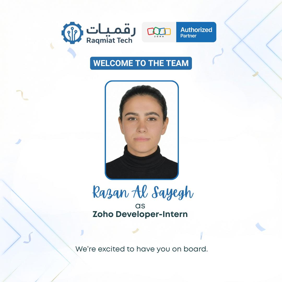 raqmiattech's tweet photo. Welcome to the Team! 

We’re delighted to welcome Razan Al Sayegh to @raqmiattech  as a Zoho Developer – Intern.

Wishing you a great learning experience and a successful start with the team! 🚀

#WelcomeToTheTeam #RaqmiatTechnologies #ZohoDeveloper #zohopartner https://t.co/Qeu7OLa0Xj