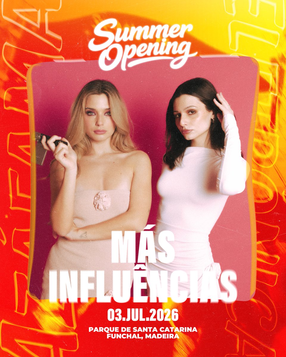 Olá e sejam bem-vindos a mais um episódio da Azáfama Eletrónica⚡️Com as Más Influências, as baddies icónicas Bruna Magalhães  e Mia Fernandes, em formato DJ Set. ❤️‍🔥 Estreia na Madeira! 🌴

🎟️ Bilhetes em summeropening.pt ou nos locais habituais. 

#SO2026🧡