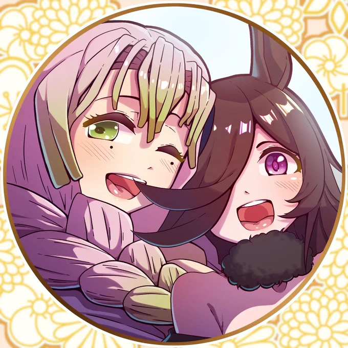 この前のアイコン企画で描いた!甘露寺さんとライス! 応募してくれた人、ありがとう!