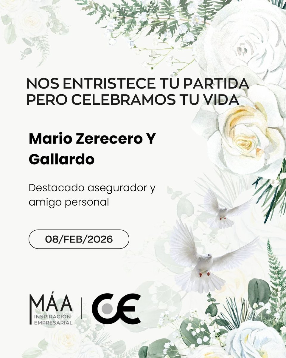 Nos entristece tu partida pero celebramos tu vida

Mario Zerecero Y Gallardo ⭐🤍🌳

08/Feb/2026