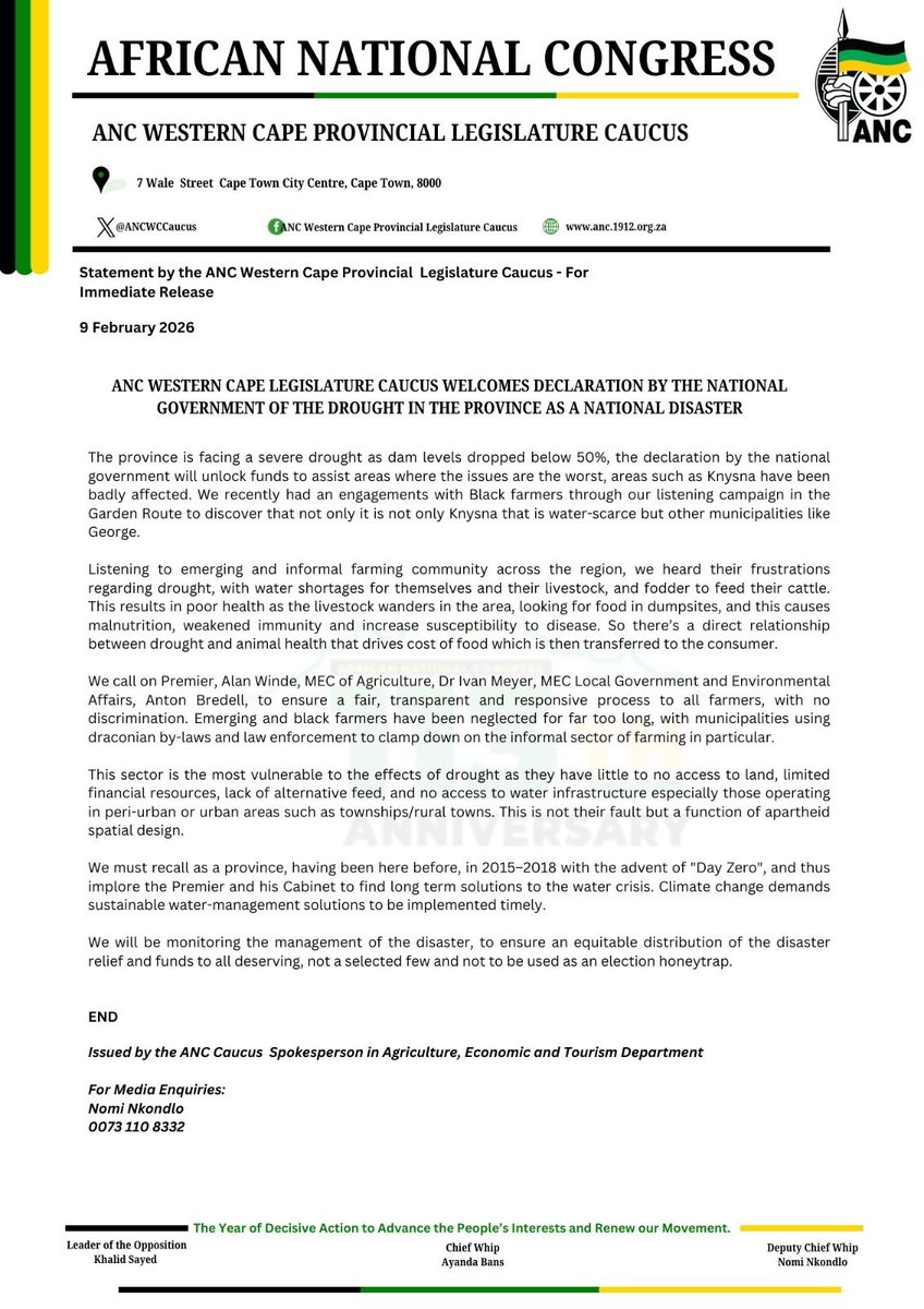 ANC Western Cape Caucus tweet media