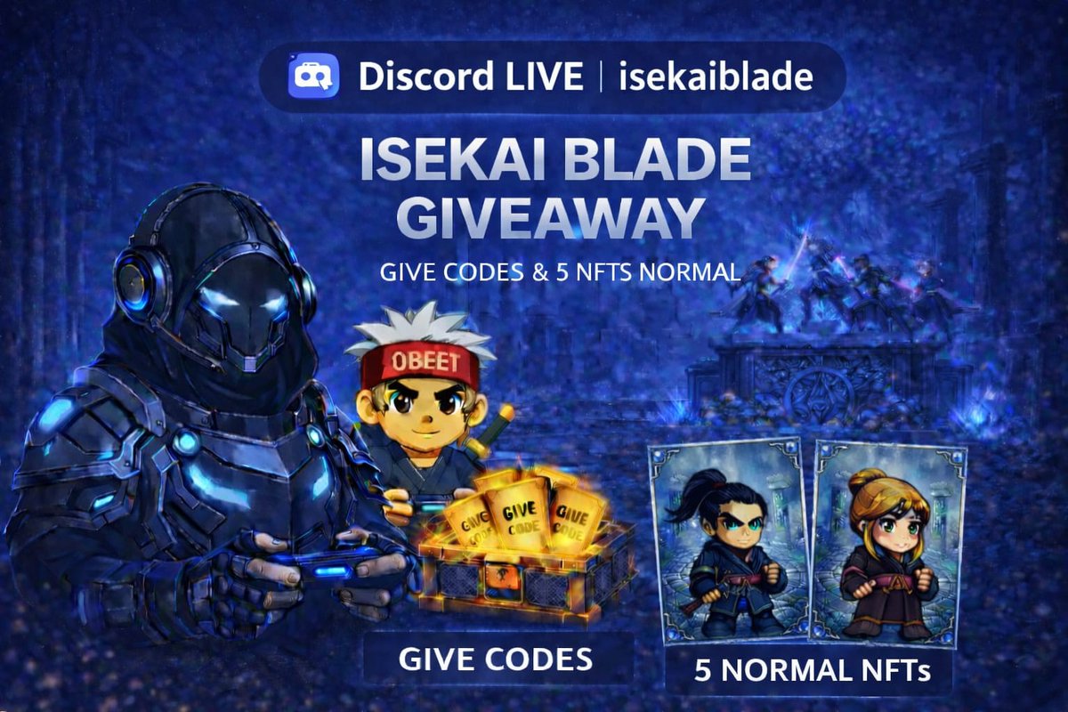 ⛩️ ISEKAIBLADE | Indonesia Under the Stars ⛩️

​Siap-siap buat dapetin loot gratis besok malam! Kita bakal bagi-bagi hadiah keren buat kalian.

​🎁 Hadiah: 5 NFT Normal &amp; Give Codes
​📅 Waktu: Selasa, Jam 21:00 WIB
​📍 Tempat: discord.gg/zBXAUDNUvR

​Set your alarm, Ninja!!!