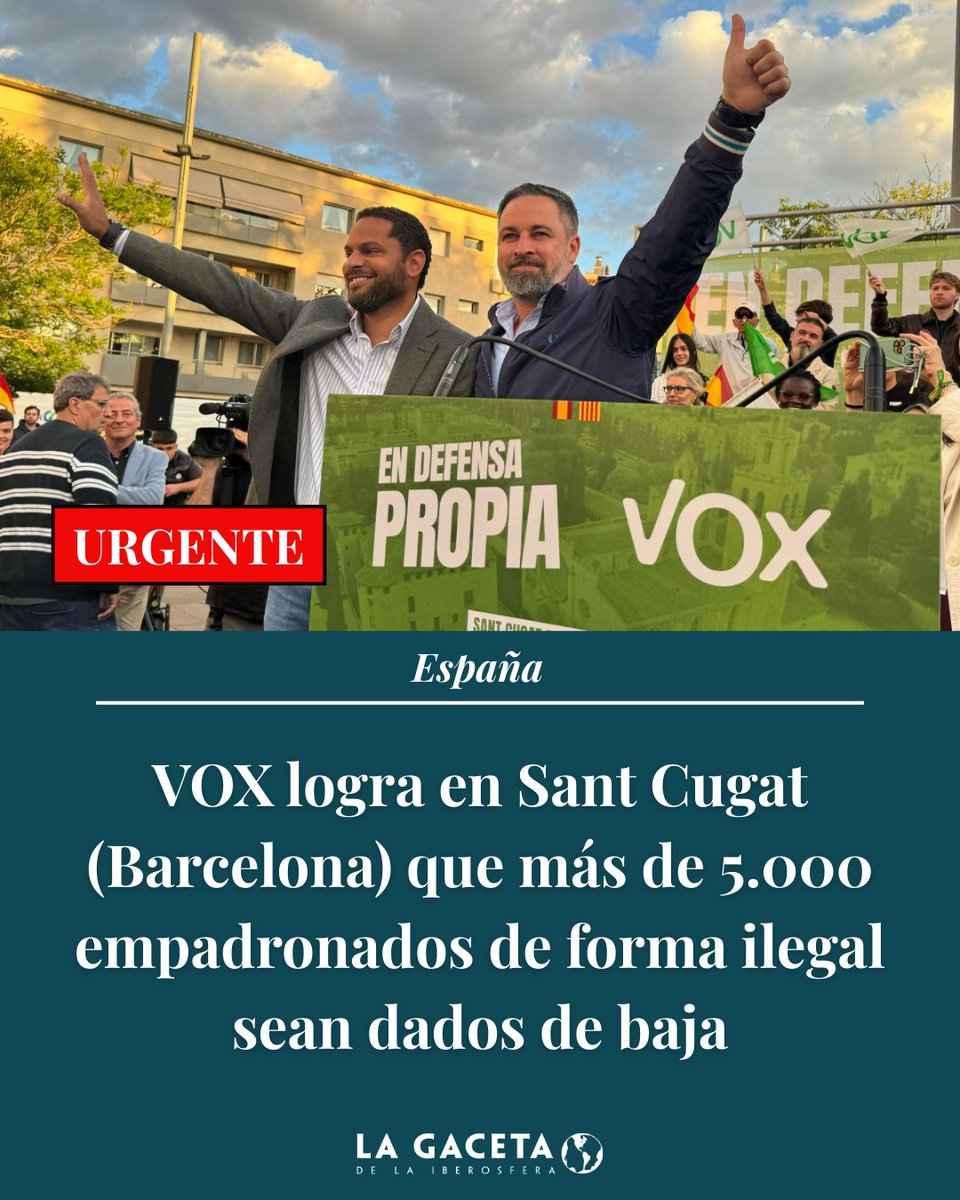🔴 URGENTE | VOX logra en Sant Cugat (Barcelona) que más de 5.000 empadronados de forma ilegal sean dados de baja. 

No se puede hacer eso, decían😏