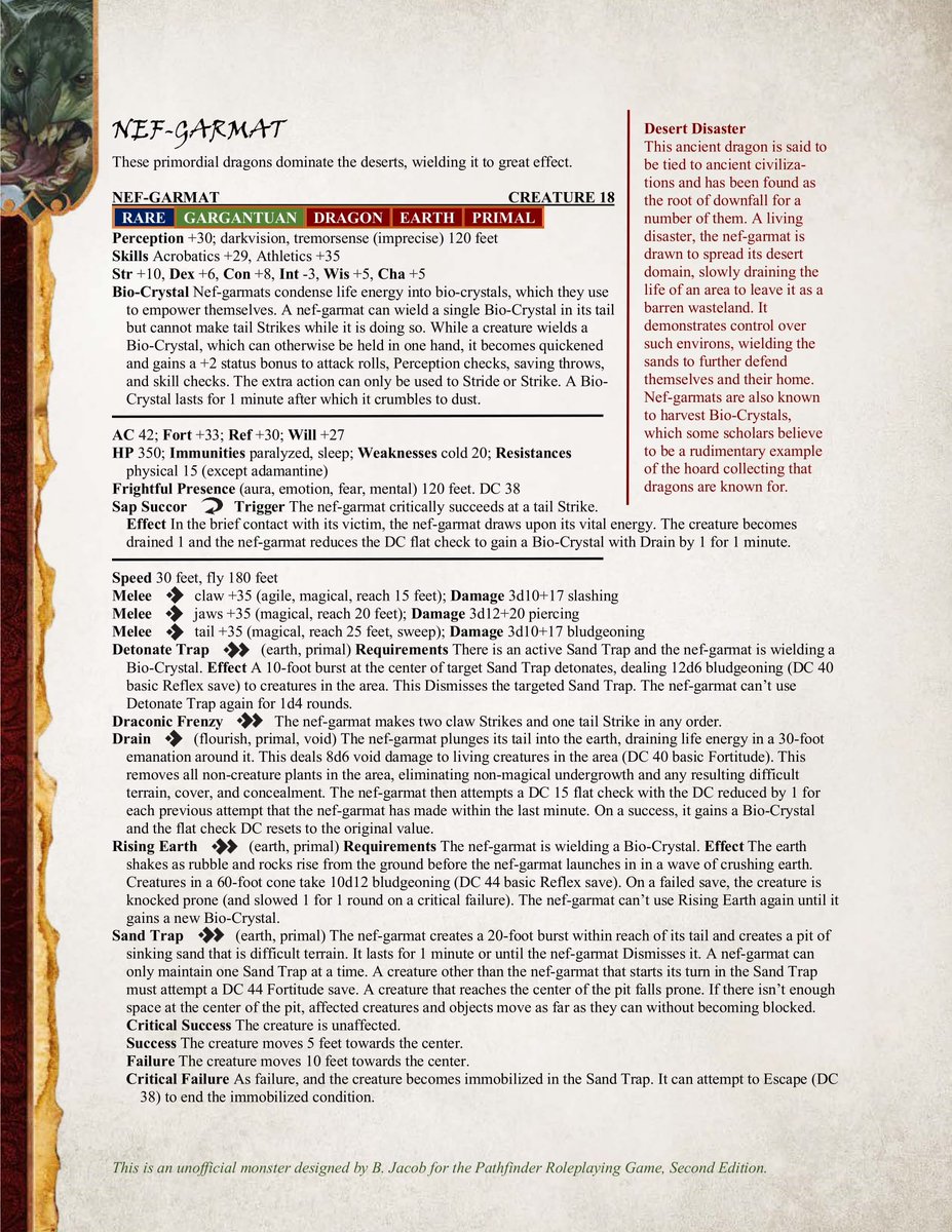 MonsterMonday1's tweet photo. Monster Mondays are back after our brief downtime to do some rebranding! Built for Pathfinder 2e and DND5e, we bring you...

The Nef-Garmat!

Be sure to check it out in better detail at our 🔗🌲 above! https://t.co/BfYIAFrOGV