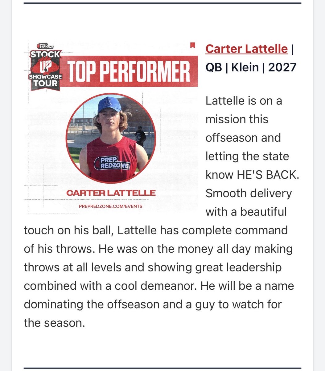 Carter Lattelle 2027 QB tweet media
