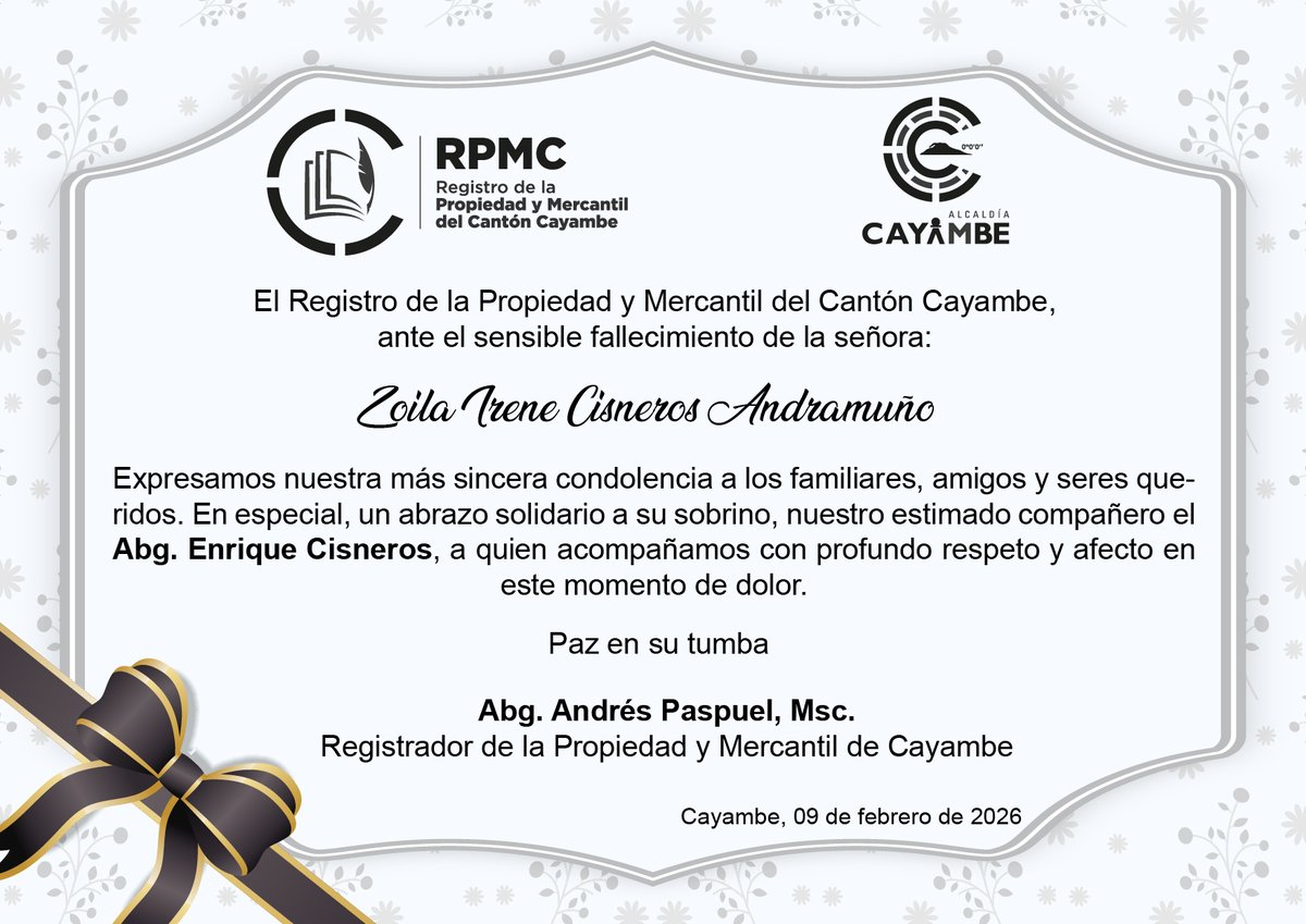 Registro de la Propiedad Cayambe tweet media