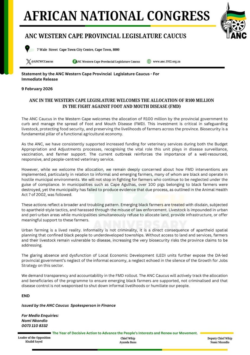 ANC Western Cape Caucus tweet media