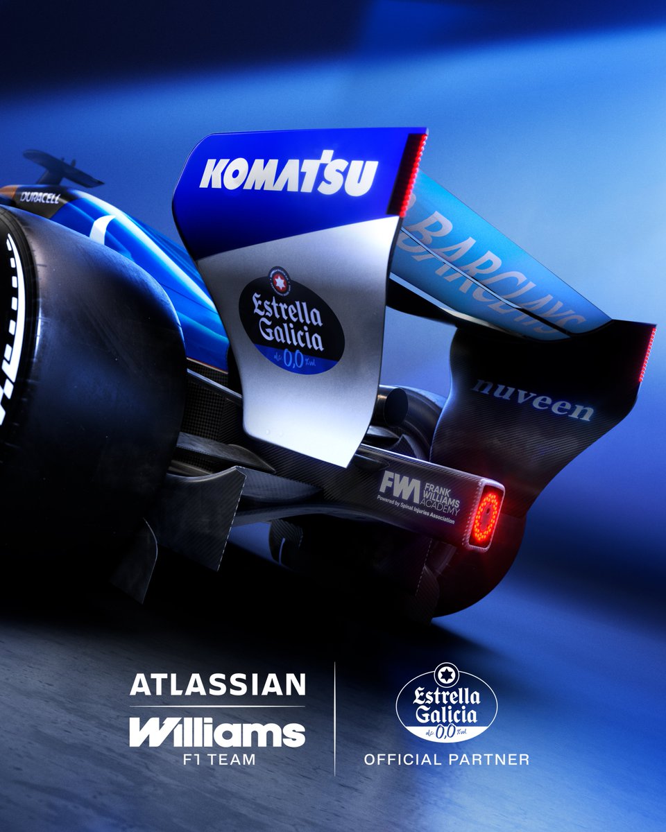 WilliamsF1's tweet image. Bienvenido @estrellagalicia 0,0 – our new Official Beer Partner for 2026 and beyond. 

The new partnership builds on Estrella’s existing relationship with Atlassian Williams F1 Team driver, Carlos Sainz, who they have supported for more than ten years. We’re delighted to bring…