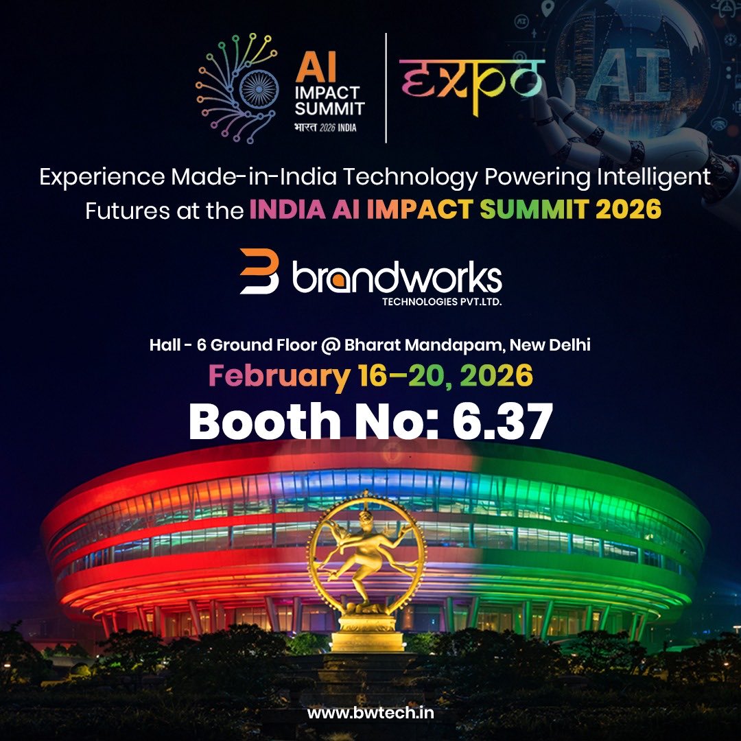 Brandworks Technologies at India AI Impact Summit 2026
Made-in-India AI gadgets on display.

📍 Bharat Mandapam, New Delhi
🏢 Hall 6 | Booth 6.37
📅 Feb 16–20

#AIImpactSummit2026 #AIGadgets #MadeInIndia