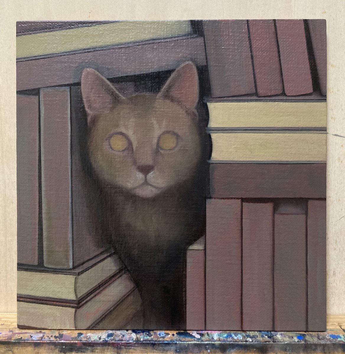 pinebookmark's tweet image. 描いてる途中の絵も写真に撮ろうかなと思いつつ何時も忘れる。要領が悪いので完成するまでにもの凄く時間が掛かってしまう。

 #アナログ絵　#油彩画