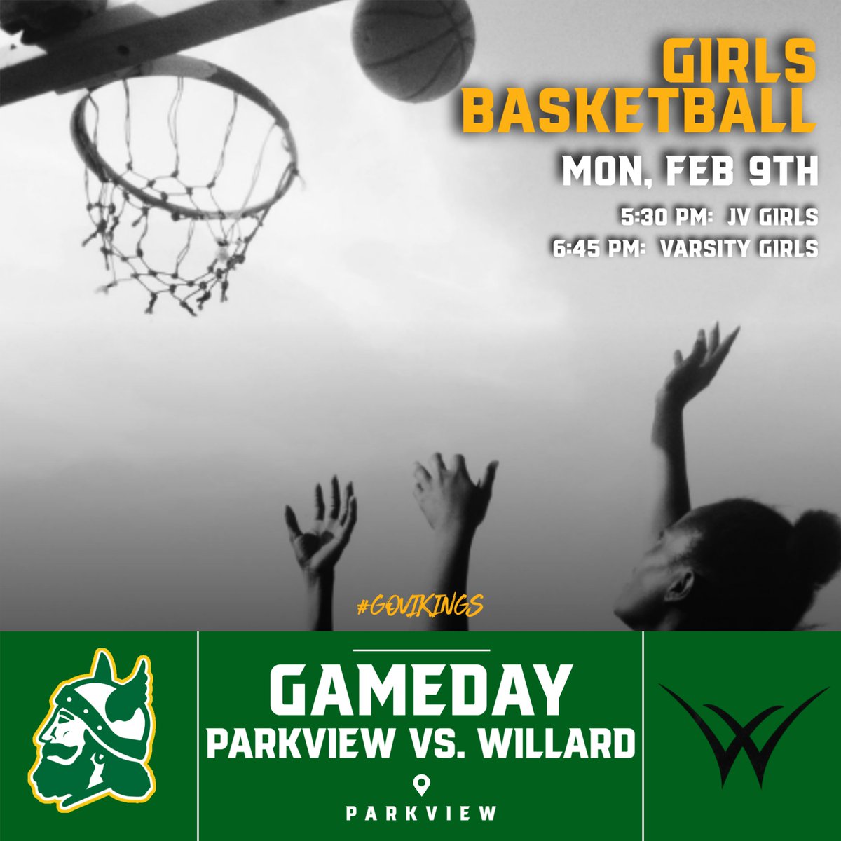 TheView_Sports's tweet photo. Our lady Vikings have a home game today!
Girls Basketball vs Willard
JV Girls: 5:30PM // Varsity: 6:45PM
@parkviewbball 
#ladyvikings #parkviewhigh #govikings https://t.co/JDbhCVClpc