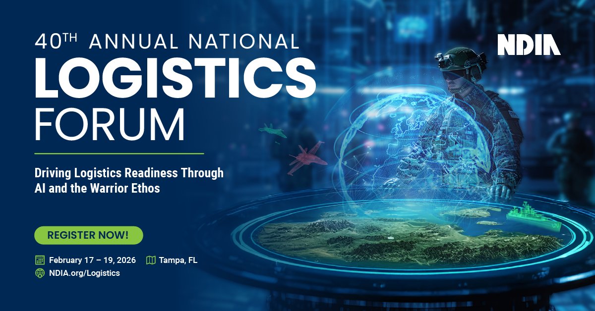 Registration is now available! Join us at the 40th Annual National Logistics Forum taking place on Feb. 17-19 in Tampa, FL to explore, innovate &amp; invite forward thinking approaches for improving logistics readiness. Register today at NDIA.org/Logistics #NDIANLF26