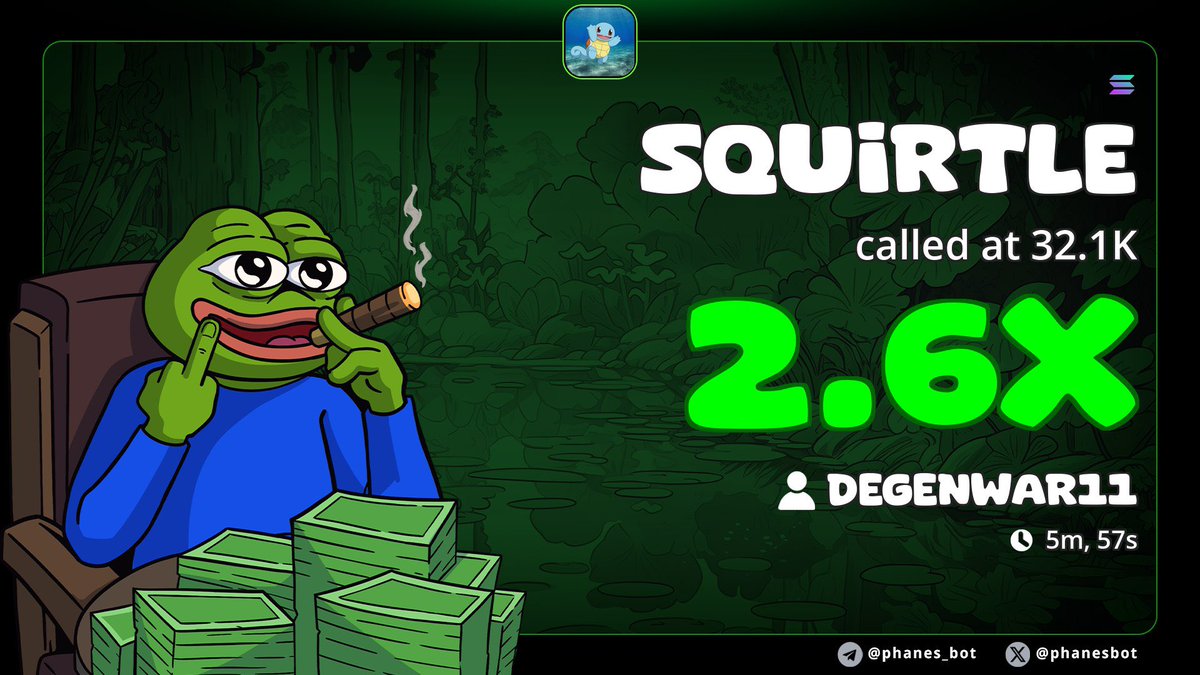 DegenWar01's tweet image. 2x pump on my alpha call on #SQUIRTLE

CA&amp;gt;&amp;gt; DiK23wNHN88C4R6ofvkuGL9k6vNQbA6rajrkb9rKpump
#memecoin #solana #Degen