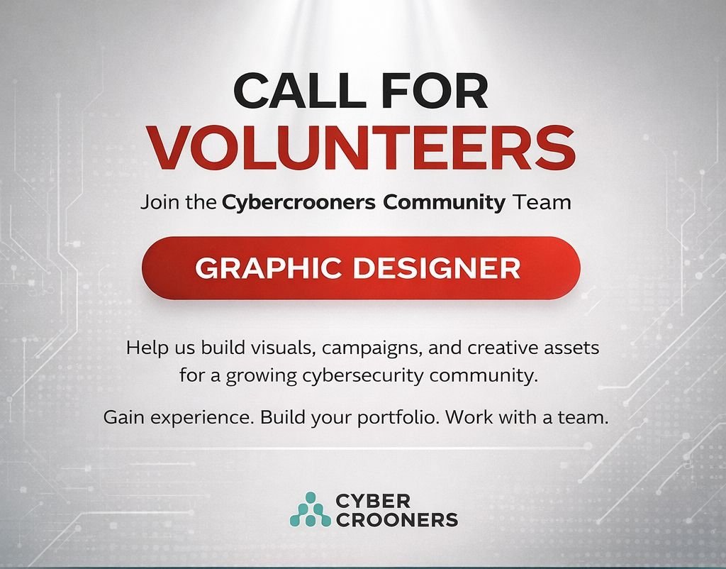 Got an eye for design? 🎨
Cyber Crooners is looking for a volunteer Graphic Designer to help bring cybersecurity ideas to life.

Build your portfolio. Grow with a great community.
Send a direct message to apply, or reach us through <a href="/_epsie_/">Ojuoluwambelarami Ajayi</a>